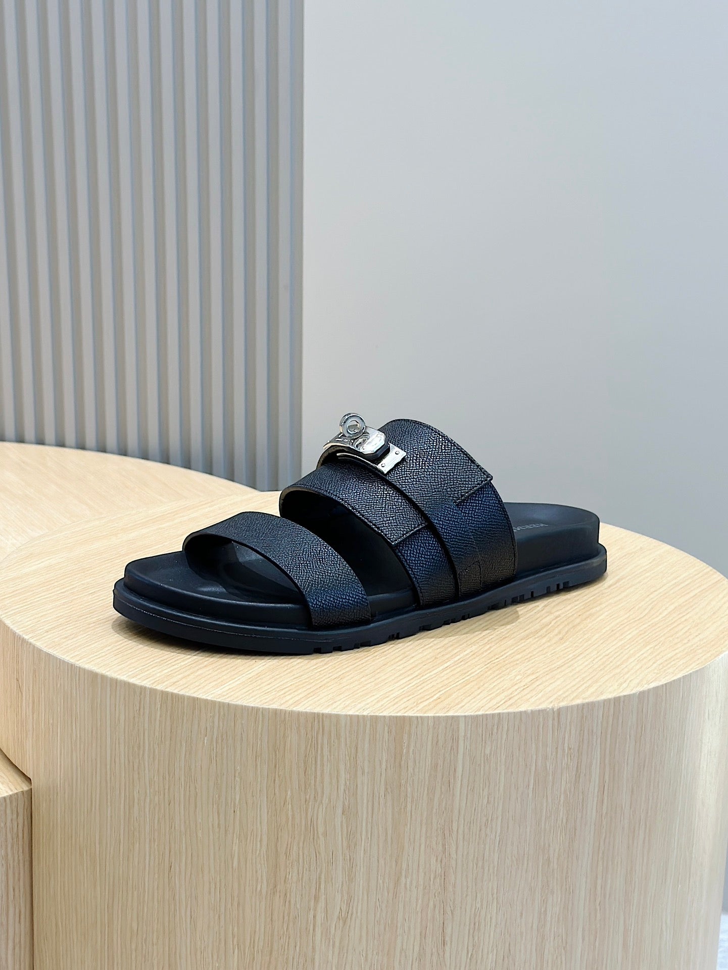 HM Men's Jackson Slide Black Epsom Calfskin 547711