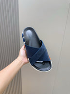 HM Men's Infra Slide Navy Blue Cowhide Suede 599997