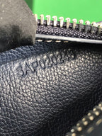 HIRONDELLE BAG 25 IN NAVY BLUE LAMBSKIN AND GOYARDINE CANVAS