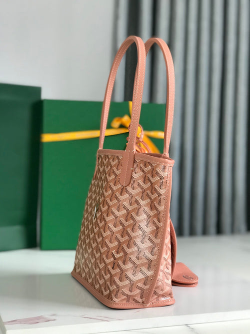 Anjou Mini Bag 20cm Pink Canvas Chevroches Calfskin
