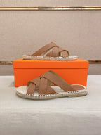 HM Men's Kazimir Sandal Light Brown Espadrilles Cowhide 700888