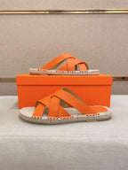 HM Men's Kazimir Sandal Orange Espadrilles Cowhide 700890