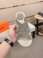 HM Men's Kazimir Sandal Grey Espadrilles Cowhide 700891