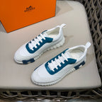 HM Men's Bouncing Sneaker White Blue Calfskin Suede