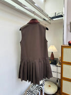 Miumiu 2026 Sleeveless Polo Dress Brown Cotton