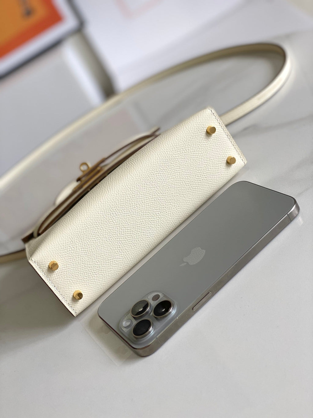 HM Mini Kelly 19cm Cream Epsom Gold Hardware