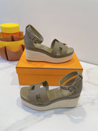 HM  Elda espadrille Army Green Cowhide 212236