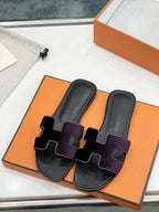 0ran sandal purple velvet goatskin