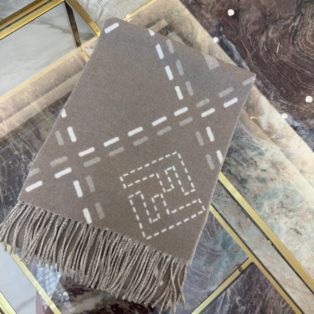 FF 210CM Scarf Light Brown Mix Ivory Sheep Wool 100249