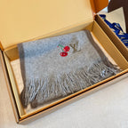 LV 25ss Scarf 180CM Gray Knitted Cashmere 292792
