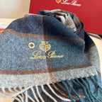 BBR Classic Embroidered Scarf 185CM Blue Cashmere 292819