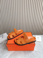 HM 26ss Slippers Orange Genuine Leather 618573