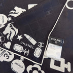 CC Square Scarf 90 CM In Black Mix White Silk 288715