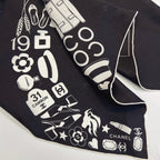 CC Square Scarf 90 CM In Black Mix White Silk 288715