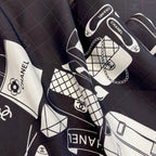 CC Square Scarf 90 CM In Black Mix White Silk 288715