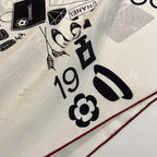 CC Square Scarf 90 CM In White Mix Black Silk 288716
