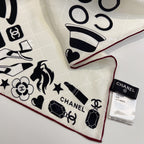 CC Square Scarf 90 CM In White Mix Black Silk 288716