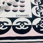 CC Square Scarf 90 CM In Light Pink Mix White Black Silk Twill 288717