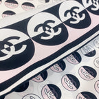 CC Square Scarf 90 CM In Light Pink Mix White Black Silk Twill 288717