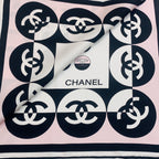 CC Square Scarf 90 CM In Light Pink Mix White Black Silk Twill 288717