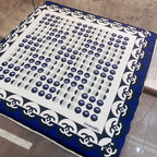 CC Square Scarf 90 CM In White Mix Blue Silk Twill 288718