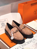 HM Icone Loafer In Light Coral Pink Suede 100106