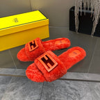 FENDI BAGUETTE SLIDE SLIPPERS IN CHERRY RED WOOL