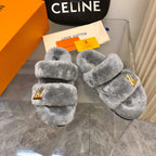 LV Sunset Comfort Flat Mule Grey Fleece