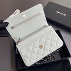 CC Woc 20cm Light Blue Grained Calfskin Silver Hardware