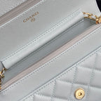 CC Woc 20cm Light Blue Grained Calfskin Gold Hardware