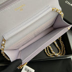 CC Woc 20cm Light Blue Grained Calfskin Gold Hardware