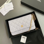 CC Woc 20cm Light Blue Grained Calfskin Gold Hardware