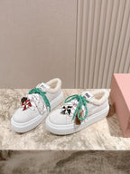 MIU MIU platform sneakers white suede wool 461862