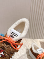 MIU MIU platform sneakers brown suede wool 461864