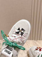 MIU MIU platform sneakers white green suede 461867