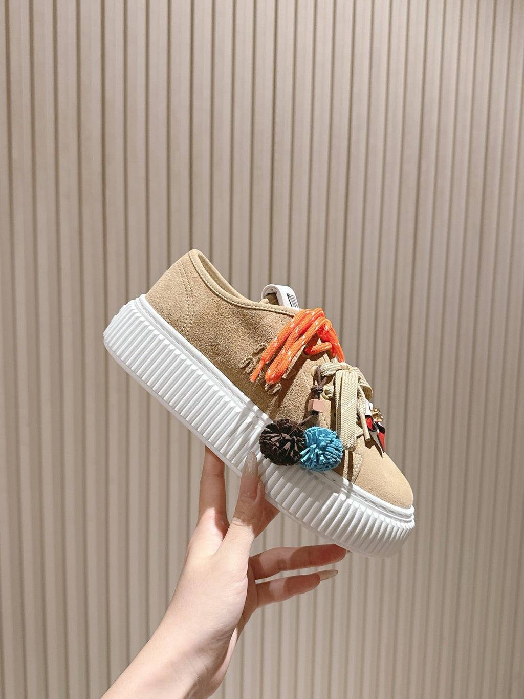 MIU MIU platform sneakers beige suede 461868