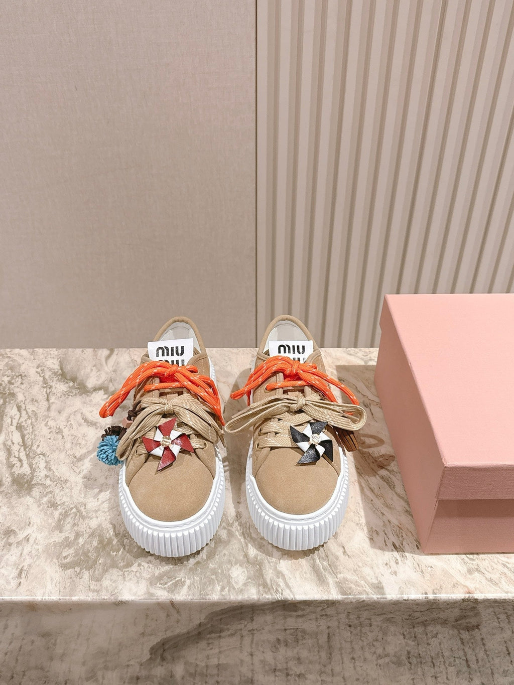 MIU MIU platform sneakers beige suede 461868