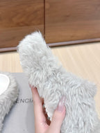 Balenciaga 25ss slippers light grey wool 462674