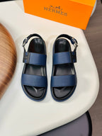 HM Men's Sandals Blue Cowhide 684858
