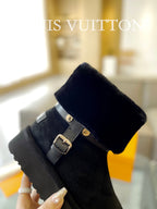 LV Aspen Platform Ankle Boot Black Suede