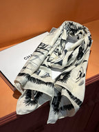 CC Scarf 185 CM In White Black Cashmere Silk  182460