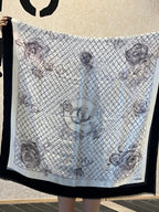CC Scarf 200 CM In Black White Cashmere Silk  255991