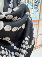 CC Square Scarf 140 CM In Black White Cashmere And Silk 264126