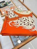 Legende Brodee Scarf 140 CM In Orange Colorful Cashmere And Silk 276519