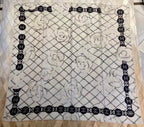 CC Square Scarf 110 CM In White Mix Black Camellia Print Cashmere Silk 296623