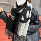 CC Scarf 200 CM In Black Mix Grey Cashmere 304302