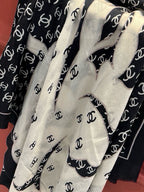 CC Scarf 200 CM In Black With White Logo Cashmere 363601
