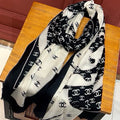 CC Scarf 200 CM In Black With White Logo Cashmere 363601