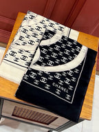 CC Scarf 200 CM In White With Black Logo Cashmere 363602