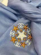 CC Scarf 200 CM In Blue Linen Fabric 407087